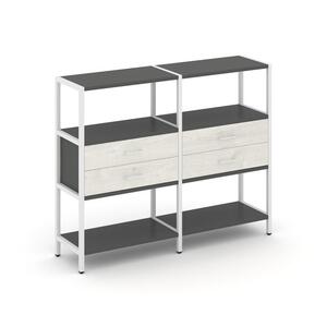 Двухсекционный стеллаж трехярусный с ящиками