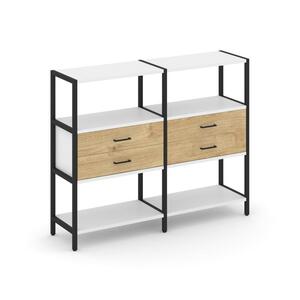 Двухсекционный стеллаж трехярусный с ящиками