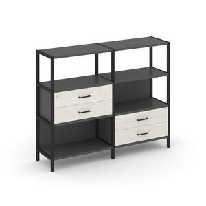 Двухсекционный стеллаж трехярусный с ящиками