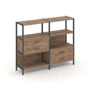 Двухсекционный стеллаж трехярусный с ящиками