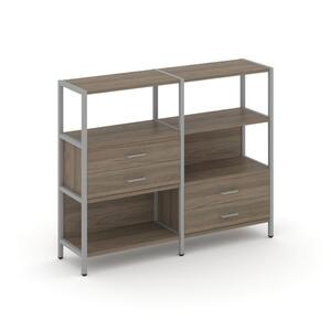 Двухсекционный стеллаж трехярусный с ящиками