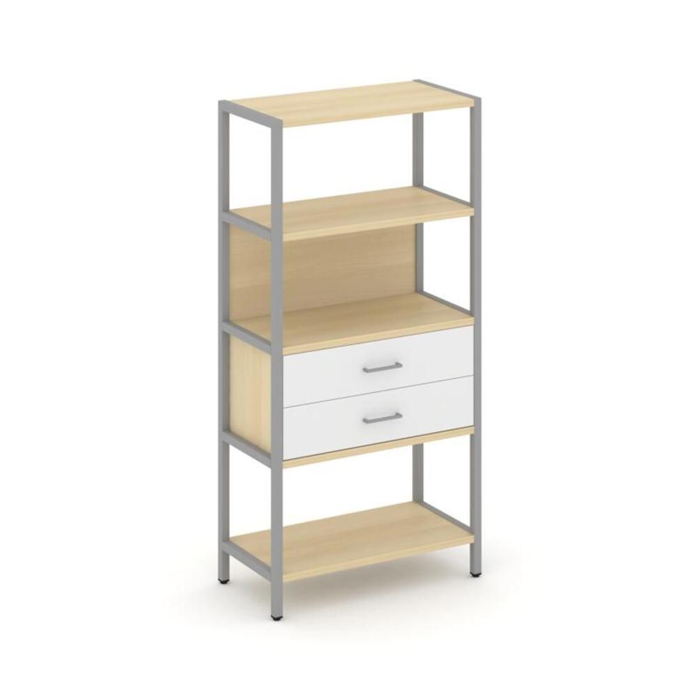 Односекционный стеллаж четырехярусный с ящиками