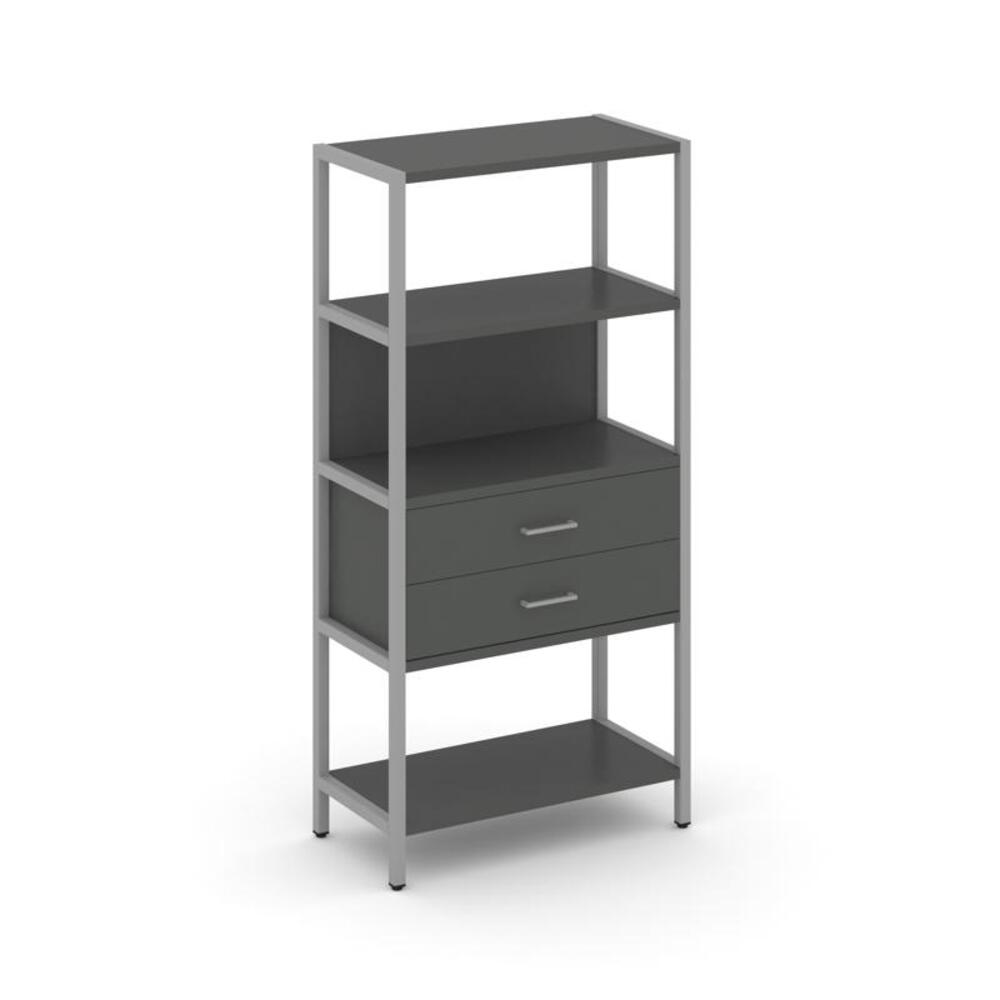 Односекционный стеллаж четырехярусный с ящиками