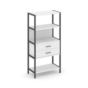 Односекционный стеллаж четырехярусный с ящиками