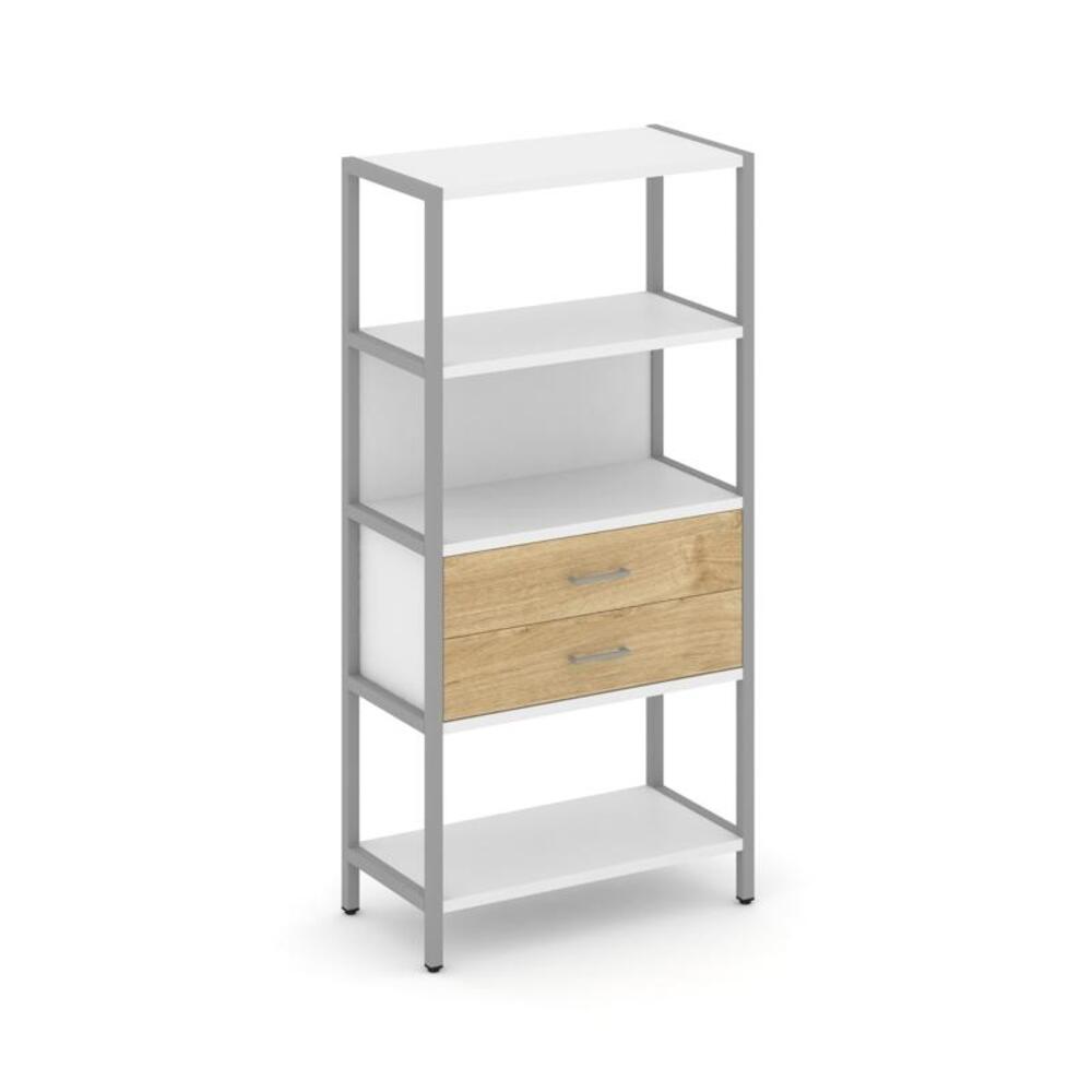 Односекционный стеллаж четырехярусный с ящиками