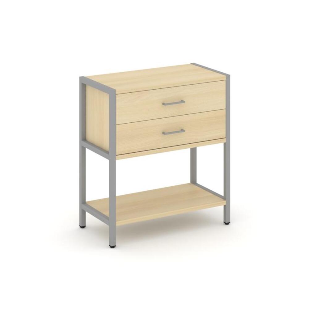 Односекционный стеллаж двухярусный с ящиками