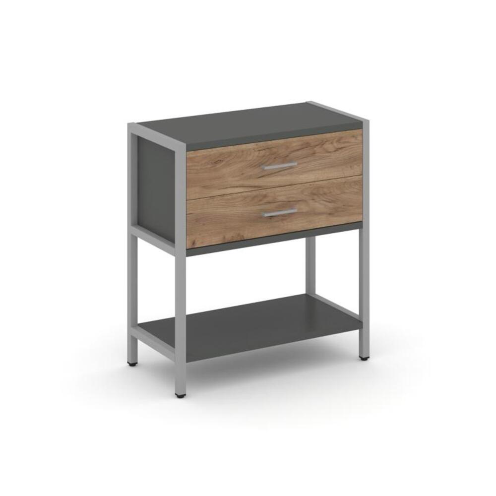 Односекционный стеллаж двухярусный с ящиками