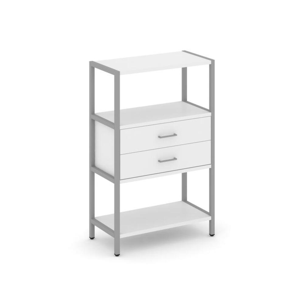 Односекционный стеллаж трехярусный с ящиками