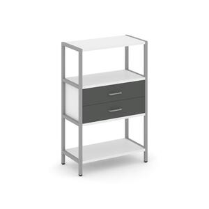 Односекционный стеллаж трехярусный с ящиками