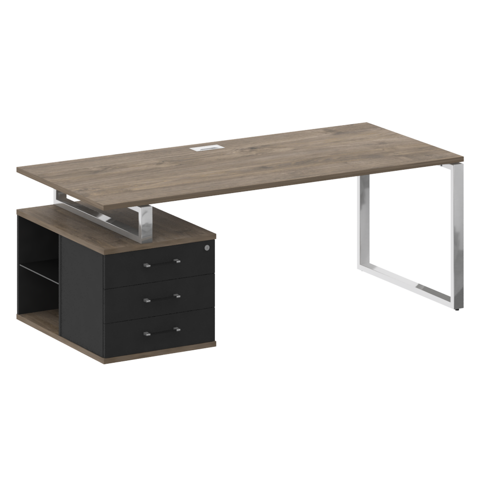 Стол руководителя с опорной тумбой, левый