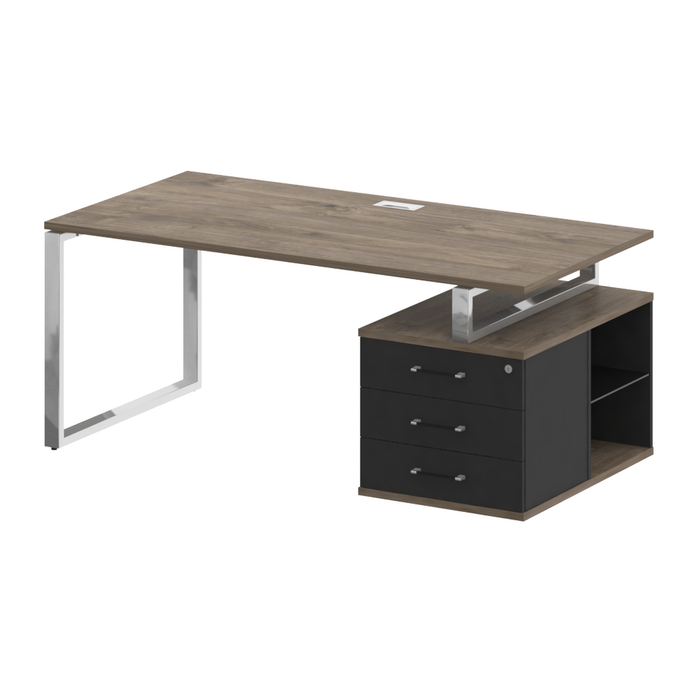 Стол руководителя с опорной тумбой, правый