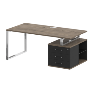 Стол руководителя с опорной тумбой, правый