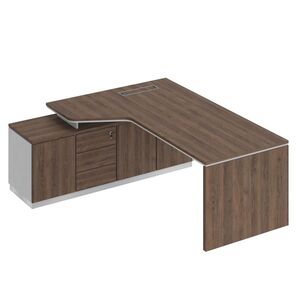 Стол эргономичный на опорной тумбе левый